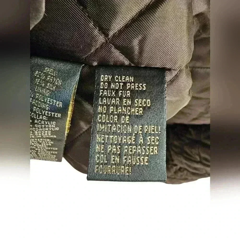 WOMENS LAUREN RALPH LAUREN BLACK VELVET SILK HOODED COAT PARKA LARGE - Picture 10 of 13